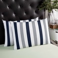 thumbnail image 4 of Navy Blue Gray Striped Throw Pillow Cover 20 x 26 Inch Decorative Pillow Cover Farmhouse Stripe Art Lumbar Pillowcase Seasonal Rectangle Cushion Case for Couch Sofa Bed Living Room, 4 of 7
