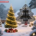 thumbnail image 3 of Stylish Metal Hanging Christmas Tree Wind Spinner - Modern Black & White Concentric Circles with Glowing Yellow Lights for Garden Decor, 3 of 7