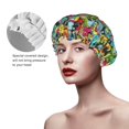 thumbnail image 4 of Kdxio Color Summer Print Shower Cap for Women,Elastic and Reusable,Double Waterproof Layers Bathing Hat, 4 of 9