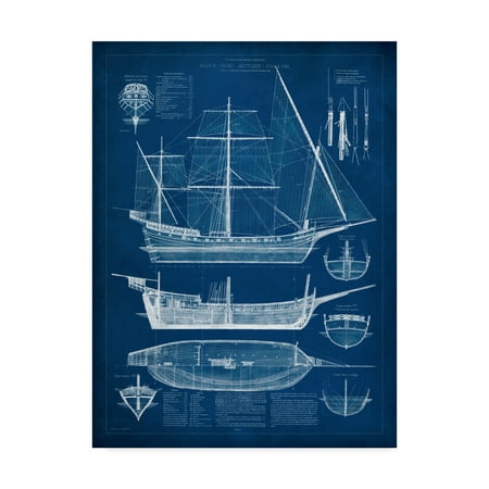 Trademark Fine Art 'Antique Ship Blueprint I' Canvas Art by Vision (Best Way To Ship Art)