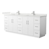Elan TK 84" White Double Vanity & Giotto Quartz Top (1-Hole) & Nickel Trim