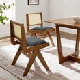 thumbnail image 2 of Side Dining Chair, Set of 2, Black, Faux Leather, Wood, Bar Pub Cafe Bistro Dining Kitchen Hospitality Restaurant, Modern Contemporary, HB37226, 2 of 10