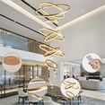 thumbnail image 5 of 8 Ring Modern LED Chandelier, Dimmable Gold Ring High Ceiling Lighting with Romote Control,Large Foyer Chandeliers for Living Room Staircase Entryway, 5 of 7