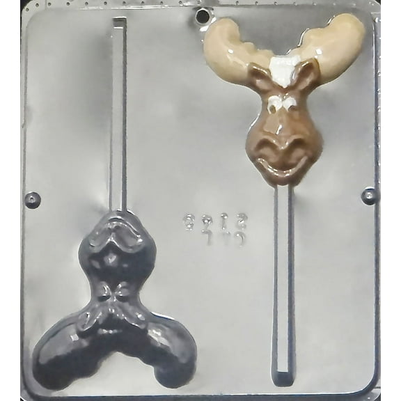 2145 Mr. Moose Reindeer Lollipop Chocolate Candy Mold