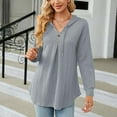 thumbnail image 3 of AOOCHASLIY Clearance Trendy Women Tops Women Long Sleeved New V-neck Button Drawstring Loose Tops Sweater, 3 of 4