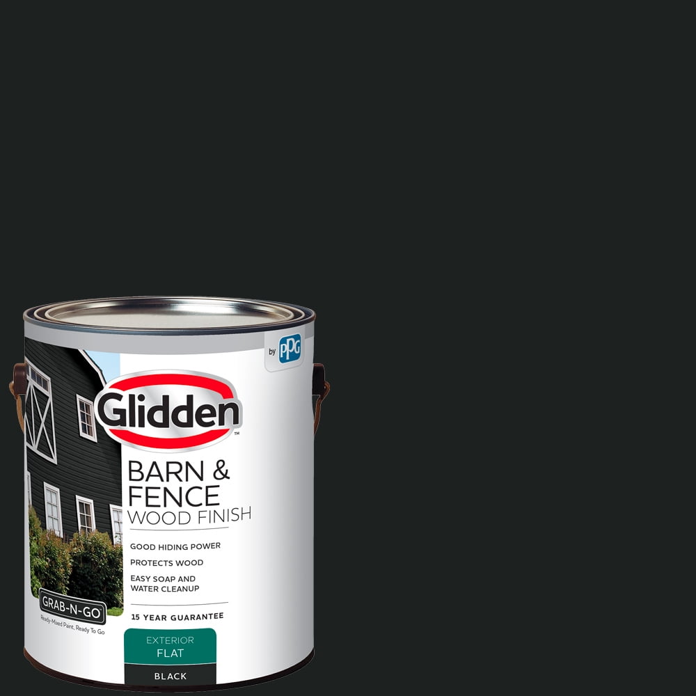 Glidden Grab-N-Go Barn & Fence Wood Finish Exterior Paint, Black, 1 Gallon, Flat