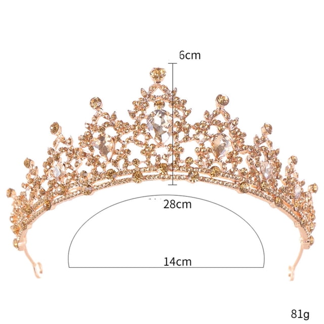 TIARA CORONA TOCADO PEINETA NOVIA XV BODA COMUNIÓN PRINCESA NIÑA CERTAMEN METAL ORO ROSA CRISTALES M0011 GENÉRICA CUSTOM DOBRI