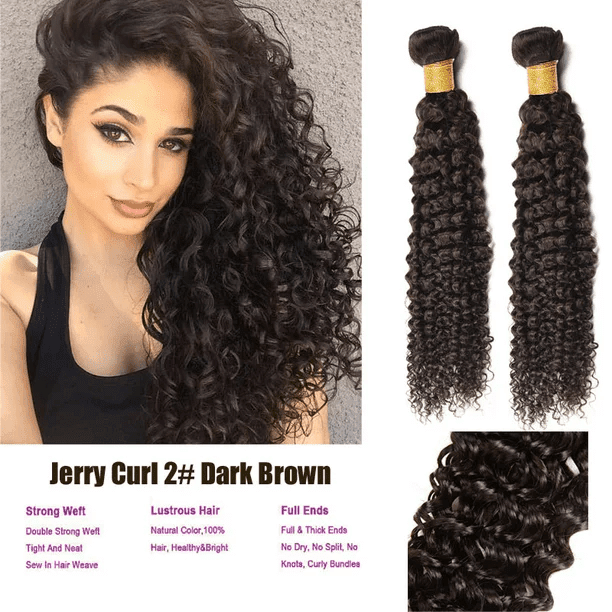 Ustar Hair Dark Brown Bundles Human Hair Brazilian Bundles Jerry Curly Dark Brown Color #2 10"