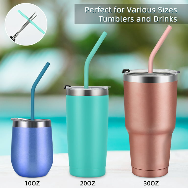 Maustic Multi-Color Reusable Silicone Straws, Curved Silicone Drinking  Straws for 30oz and 20oz Tumblers 