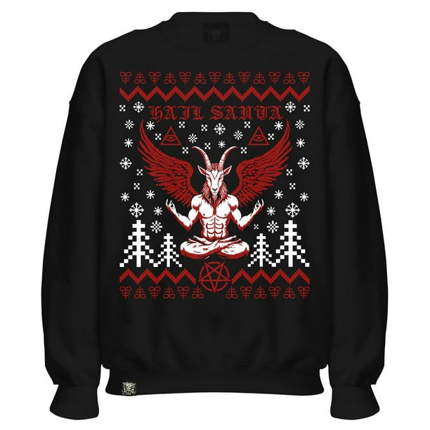 Sudadera Negra Sin Gorro Chica Navidad Baphomet