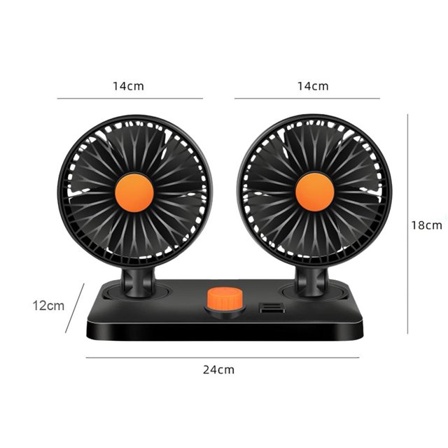 Ventilador de refrigeración para coche Ventilador de refrigeración de doble cabezal de bajo ruido para carretilla elevadora (5V) Sywqhk Accesorios para autos y motos