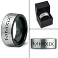 thumbnail image 4 of Tungsten Gradutaing Class Of 2019 Roman Numerals Engraved Band Ring 8mm Men Women Comfort Fit Brushed Gray Flat Cut Black Polished, 4 of 4