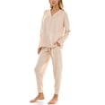 thumbnail image 2 of Jaclyn Intimates Embossed Velour Long Sleeve Henley and Joggers 2 Piece Loungewear Set (Juniors & Womens), 2 of 4