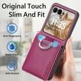 thumbnail image 6 of ELEHOLD Leather Wallet Case for Motorola Razr 2025/2024/ Razr 60 with Card Slot Finger Ring Holder Slim Thin Premium PU Leather Anti-Scratch Shockproof Protective Case for Men Women,Purple, 6 of 8