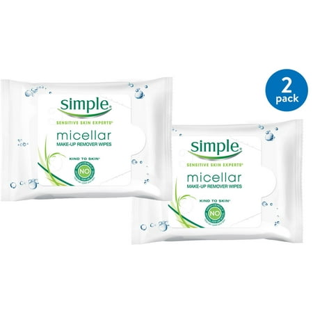 (2 Pack) Simple Micellar Facial Wipes, 25 ct (Best Face Wipes For Dry Sensitive Skin)