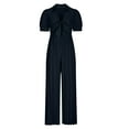 thumbnail image 6 of Women Jumpsuits 2025 Summer Casual Loose Short Sleeve Wide Leg One Piece Jumper Romper Outfits Trendy Clothes Black L, 6 of 6