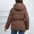 thumbnail image 3 of Breezora Women's Short Puffer Jacket Hooded Winter Coat Warm Lightweight Outerwear With Large Pockets XXXL Size Coffee, 3 of 7