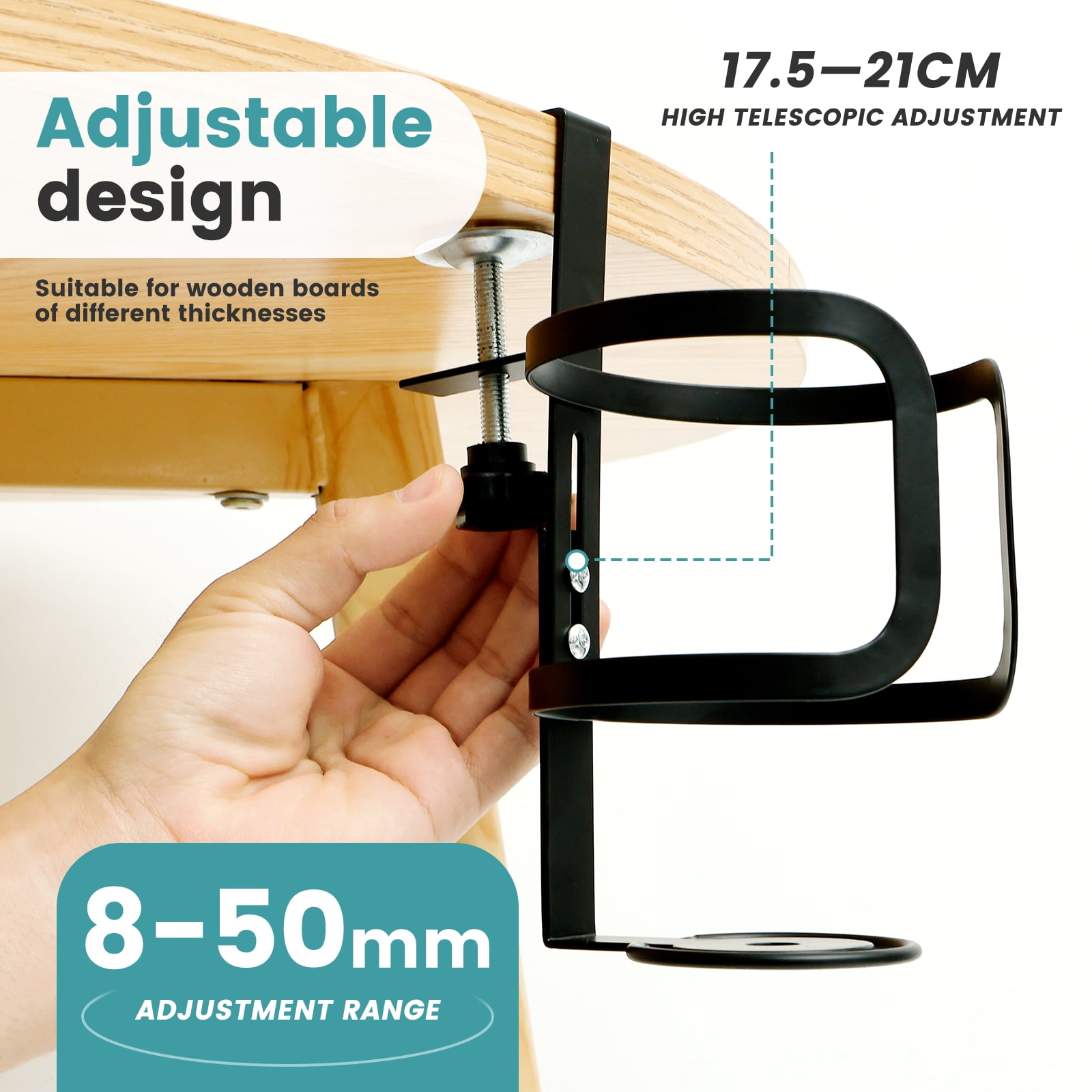 Large Desk Cup Holder Versatile Leak Proof Clip On Table Cup Holder Stable Adjustable Mug Headphone Organizer for Desk Use