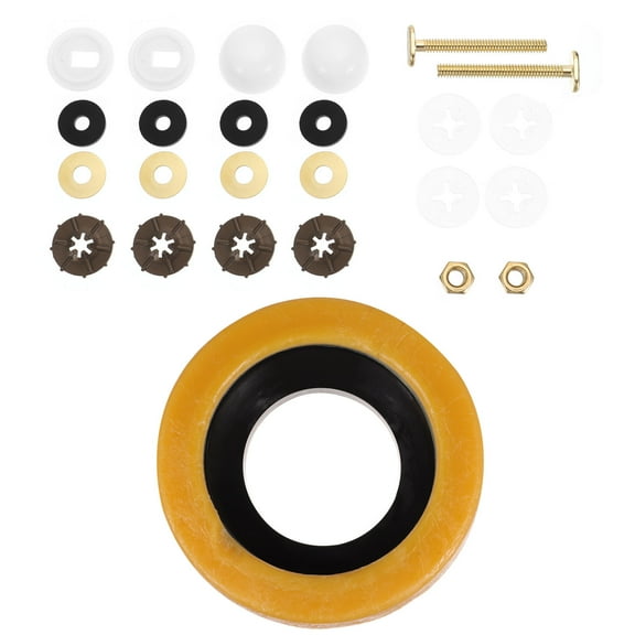 HEALEEP Khaki Wax Plastic Stainless Steel Toilet Seat Seal Rings Bolts 1 Set Simple Design Installation Accessory