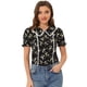 thumbnail image 1 of Blusa Allegra K Con Volantes En La Manga Y Cuello Peter Pan Floral Para Mujer Negro XL, 1 of 5