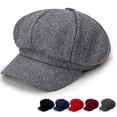 thumbnail image 2 of AURORA TRADE Wide Brim Sunscreen Beret Hat Skin-Touch Retro Octagonal Painter Woolen Hat for Fall Winter, 2 of 8