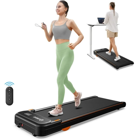UREVO Walking pad, Under Desk Treadmill for Home Office, Portable Desk Treadmill with Double Shock Absorption Remote Control LED Display, 265 Lb Capacity