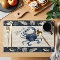 thumbnail image 2 of Coastal Crab Placemats Set of 4, Nautical Ocean Beach Fish Starfish Washable Wipeable Table Mats for Dining Tables, Indoor Outdoor Kitchen Place Mats for Holiday Party Table Decor, 2 of 9