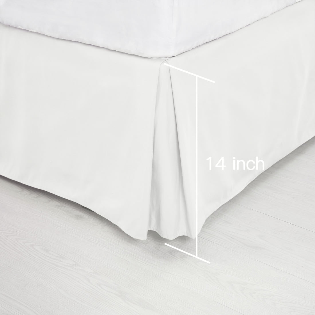 Unique Bargains Solid Pleated Ruffle Bed Skirt 14" Drop Queen White