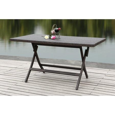 SAFAVIEH Dilettie Outdoor Patio Rectangular Folding Table, Brown