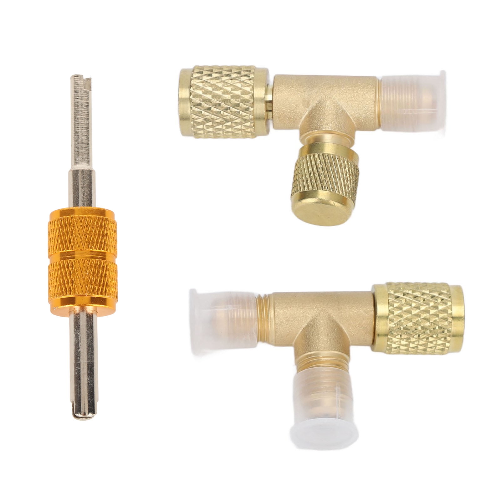 Brass Tee Adapter, Rustproof Quick Coupler Access Tee Leakproof 1/4SAE Interface Better Fluoride Effect  For Vacuum Gauge