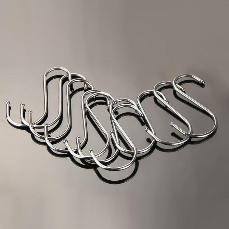 Stainless Steel S Hooks - 5 Pack, Heavy Duty Kitchen Pot & Pan Hangers, Closet Organizer Hooks for Clothes, Belts, Ties - Rustproof Metal Storage Hooks for Shelves, Racks - 100mm (4 Inch)