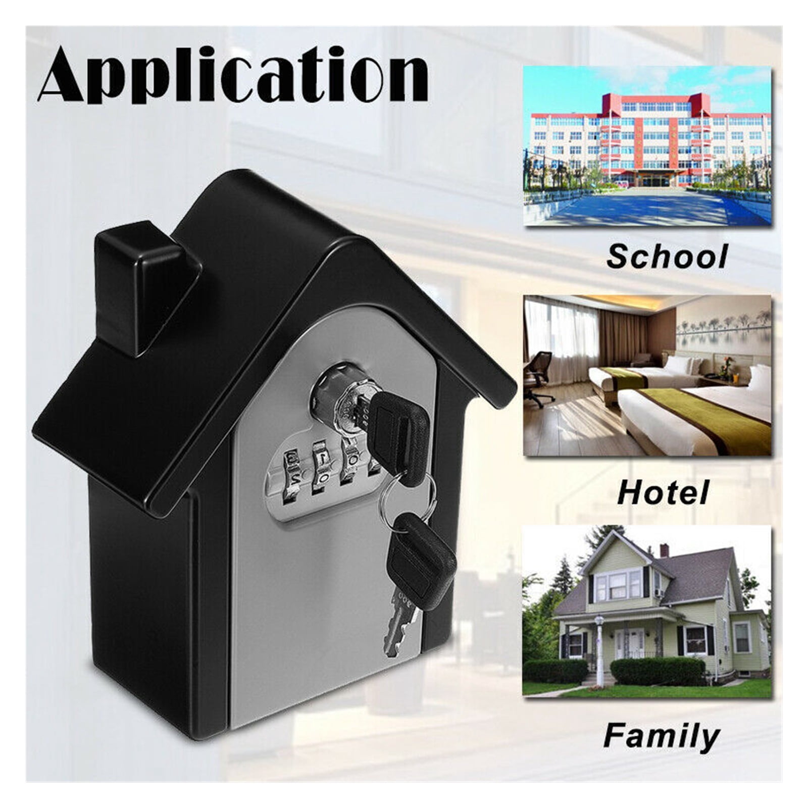 4 Digit Safe , Keys Lock Storage Box Wall Mount Holder Combination Case Organizer Double Insurance For Home Hotel School Universal ,Prevent Theft