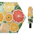 thumbnail image 3 of Orange Fruits Compact Folding Umbrella for Rain Windproof Travel Umbrella UPF 50+ Lightweight Packable Arc Size, 3 of 8