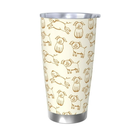 

Salouo Funny Pigs Print 20oz Tumbler with Lid Stainless Steel Vacuum Insulated Tumbler Durable Insulated Coffee Mug Thermal Cup with Splash Proof Sliding Lid-Without Straw