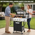 thumbnail image 3 of Sesslife 3 Burner Propane Gas Grill, Stainless Steel BBQ Grill with Side Burner, 40500 BTU Portable Outdoor Cooking for Camping, Patio, Backyard, Black, 3 of 11