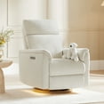 thumbnail image 2 of Spruce & Spring 270° Swivel Power Recliner with Nightlight for Nursery and Living Room, Linen, 2 of 12