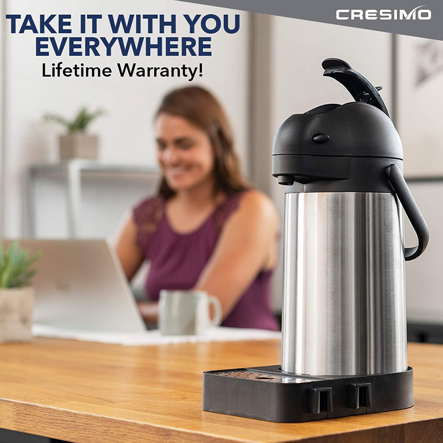 2.2 Liter Details about   Cresimo 74 Ounce Airpot Thermal Coffee Carafe/Lever Action/Stainless 