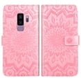 thumbnail image 3 of Compatible with Samsung Galaxy S9 Plus Wallet Phone Case and Tempered Glass Screen Protector Flip Credit Card Holder Stand Mandala Flower Cell Cover for S9+ 9S 9+ S 9 9plus S9plus Women Men Pink, 3 of 9