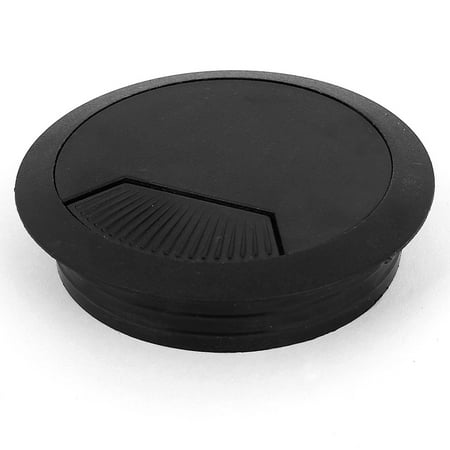 

Unique Bargains Office Home Black Round Plastic Computer Desk Grommet Cable Hole Cover 60mm