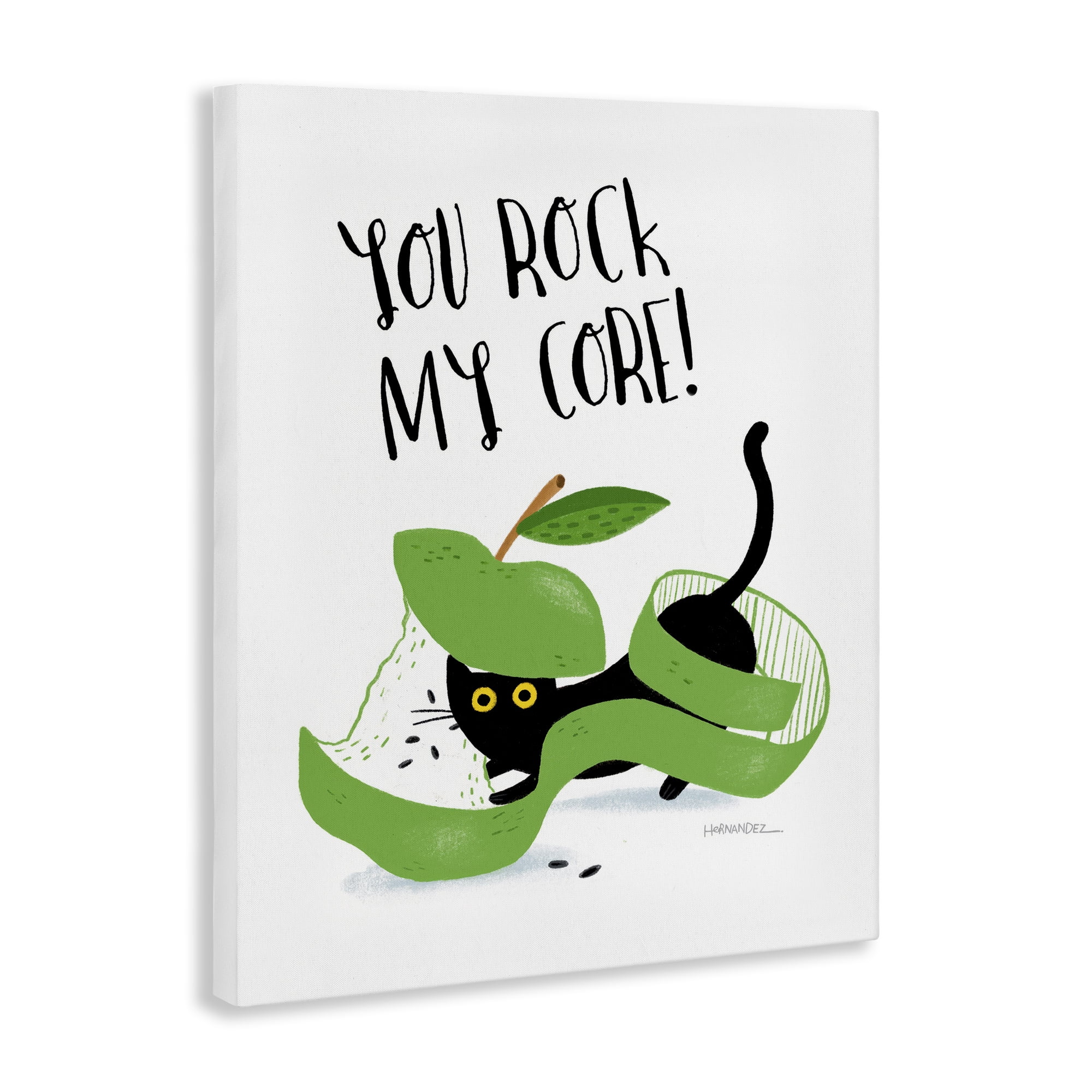 Stupell Industries Rock My Core Cat Animals Painting Wrapped Canvas Art Print Wall Art, 24 x 30