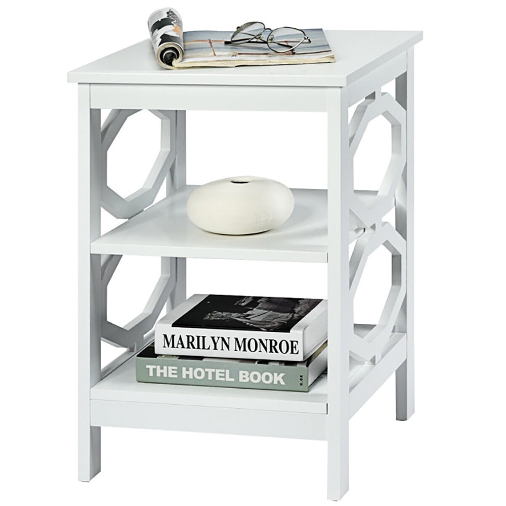 Finihen Side End Table, 3-tier Nightstand Sofa Side End Accent Table, Bed Side Tables, for Living Room, Bedroom, White Finihen Side End Table, 3-tier Nightstand Sofa Side End Accent Table, Bed Side Tables, for Living Room, Bedroom, White