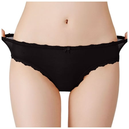 vigerkar Women s Underwear Soft Breathable Cotton Brief Ladies Panties High Waist Women Sexy Mesh Lace Lingerie Black  XL