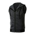 thumbnail image 2 of INSPIRE CHIC Men's Tailored Vest Hoodie Zip Up Sleeveless Drawstring Hooded Vest 38 Dark Gray, 2 of 7
