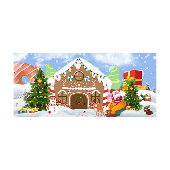 PuSpu Christmas Celebration Supplies 13x6FT Christmas Garage Door Background Christmas Indoor/Outdoor Decoration