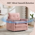 thumbnail image 2 of 360°Swivel Accent Chair, Upholstered 28''W Oversized Armchair, PAPROOS Barrel Chair Reading Armchair with Side Pockets & Cushion, Modern Accent Chair with Metal Base for Living Room Bedroom, Pink, 2 of 11