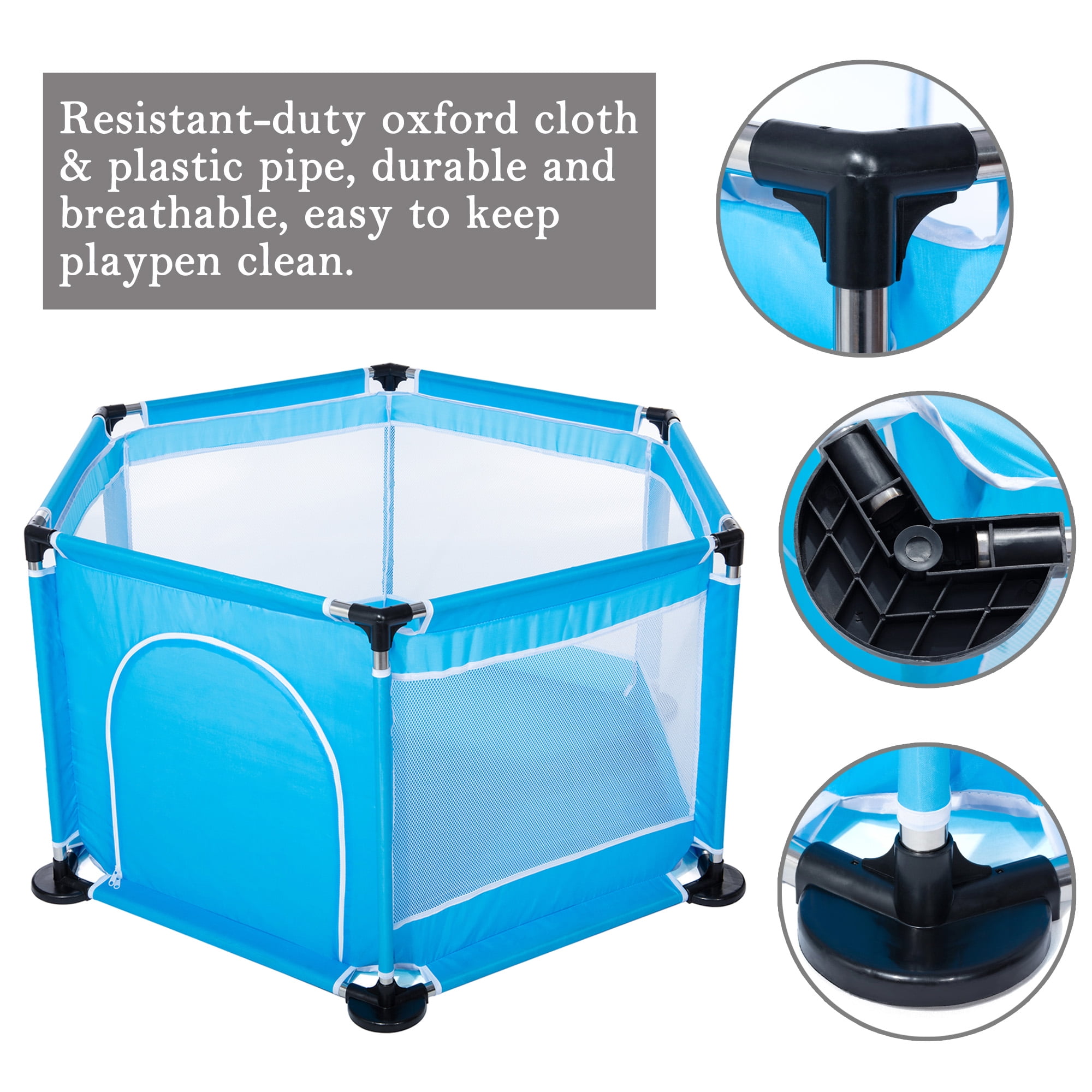 SAYFUT 6 Sides Portable Fence Baby Safety Fence Hearth Gate Pet Gate Guard Metal Plastic Screen