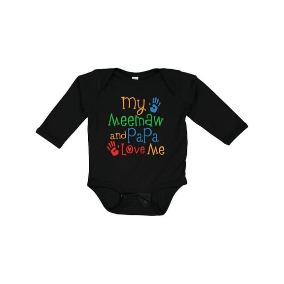 Inktastic Meemaw and Papa Love Me Boys or Girls Long Sleeve Baby Bodysuit