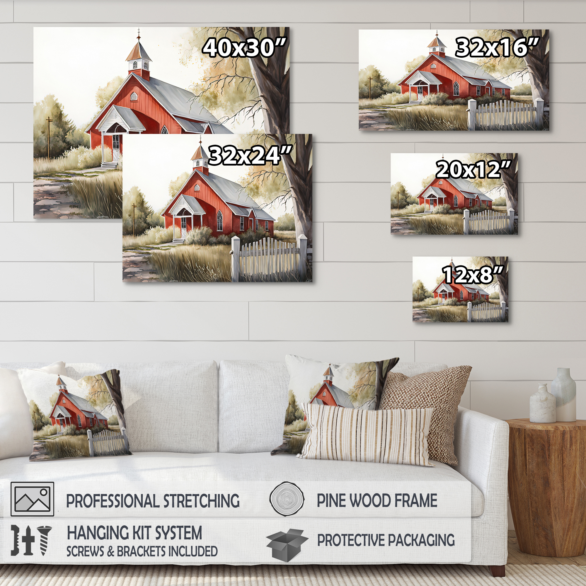 Designart Church In Country Town VI Canvas Wall Art