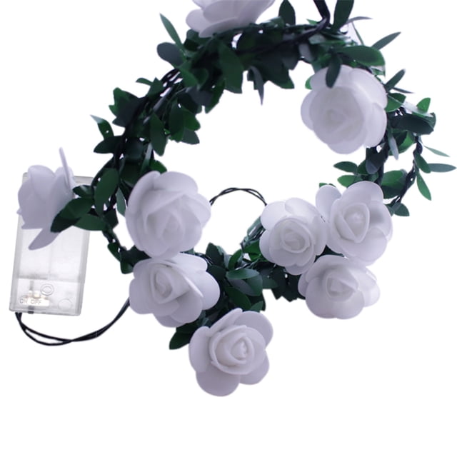 BotaniNest Indoor Operated String Light LED Roses with Lights White Warm Battery with Light LED light