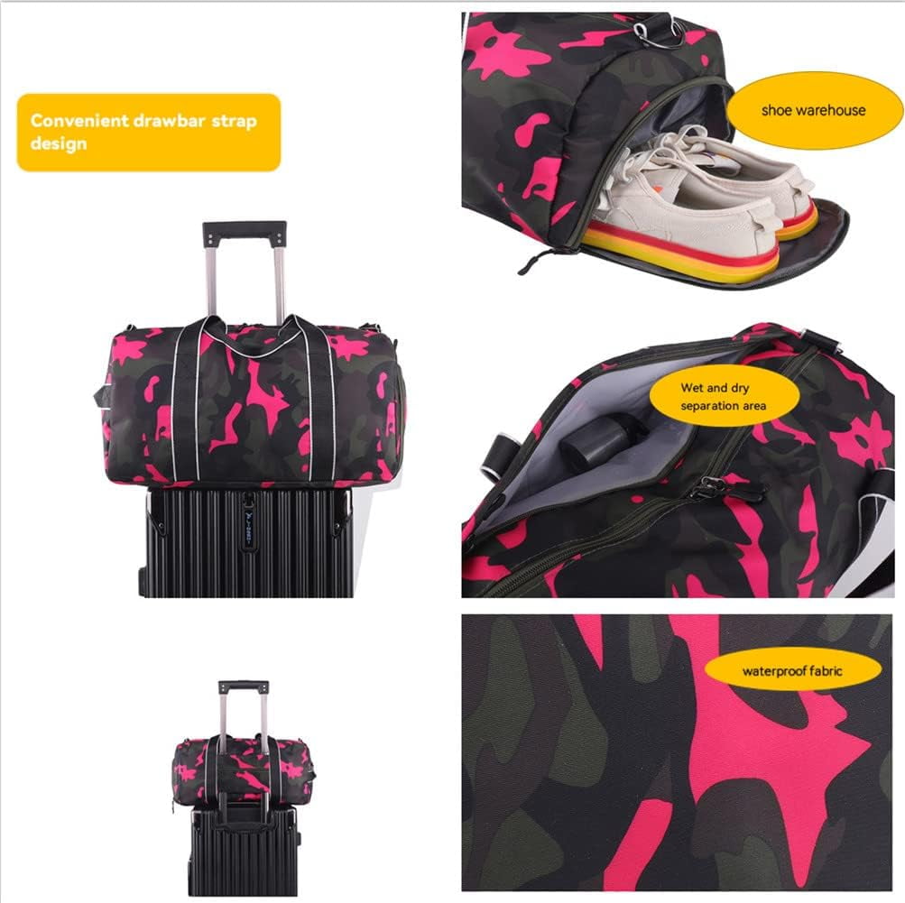 Kids Overnight Duffle Bag Girls Boys Sports Gym Bag with Shoe Compartment Wet Pocket Camouflage travel bag (ArmyGreen)